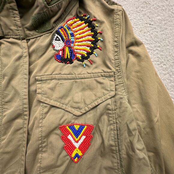 Denim & Supply Ralph Lauren Military Field Jacket Womens XS Beaded Embroidery - Picture 9 of 13